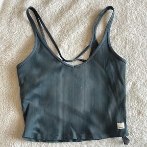 Vuori Teal Ribbed Crop Top